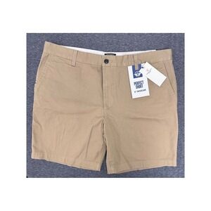 Dockers Perfect Chino Shorts 8" Inseam Hidden Security Pocket Casual Khaki Sz 38